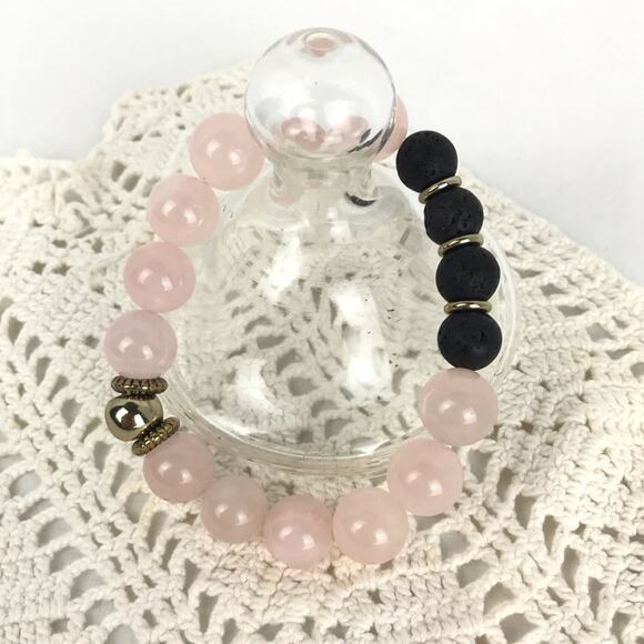 Rose Quartz Lava Bead Meditation Diffuser Bracelet - Picture 1 of 2